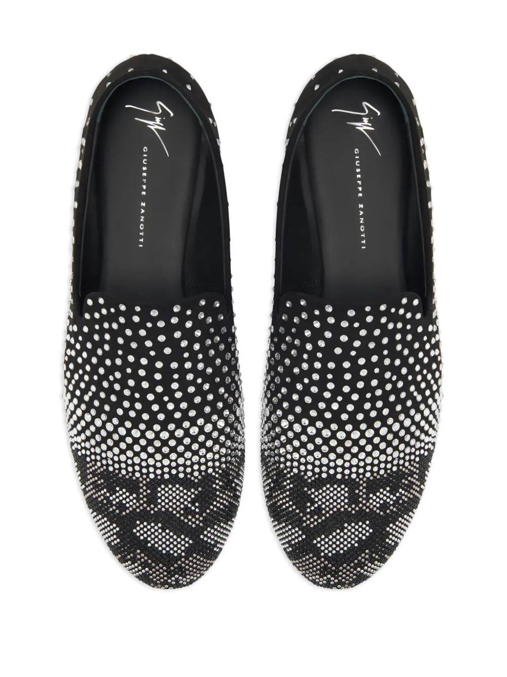 Shop Giuseppe Zanotti Marthin Crystal-embellished Loafers In Black