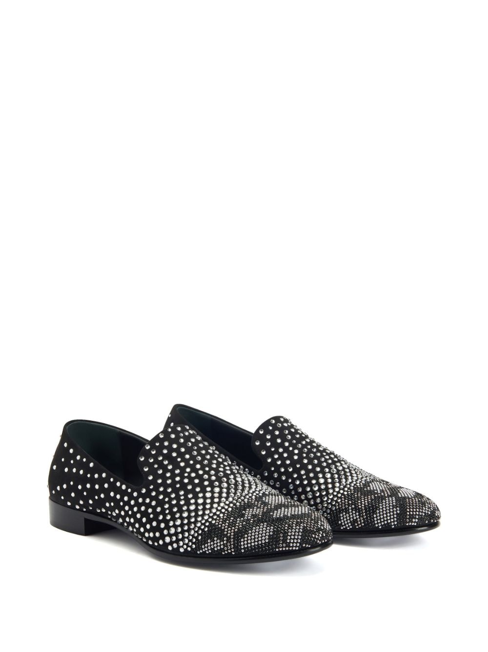 Shop Giuseppe Zanotti Marthin Crystal-embellished Loafers In Black