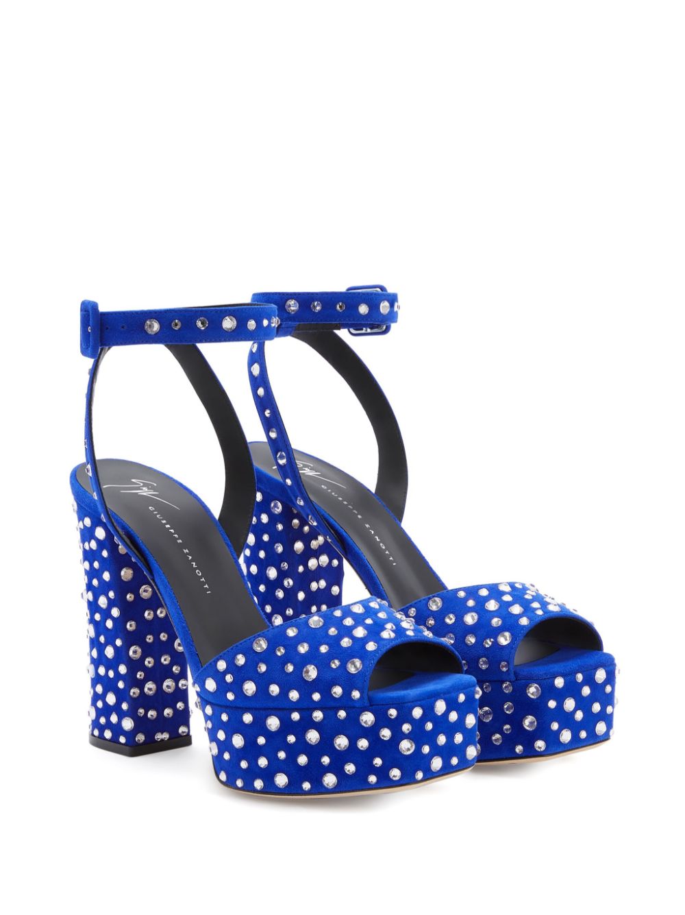 Shop Giuseppe Zanotti New Betty 120mm Crystal-embellished Sandals In Blue