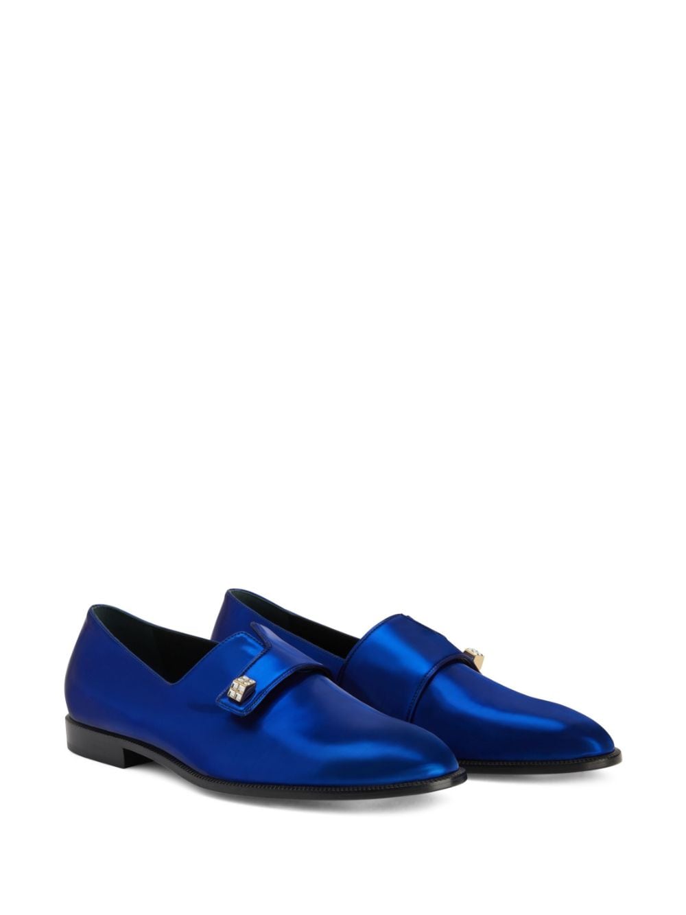 Shop Giuseppe Zanotti Marty Metallic-effect Loafers In Blue