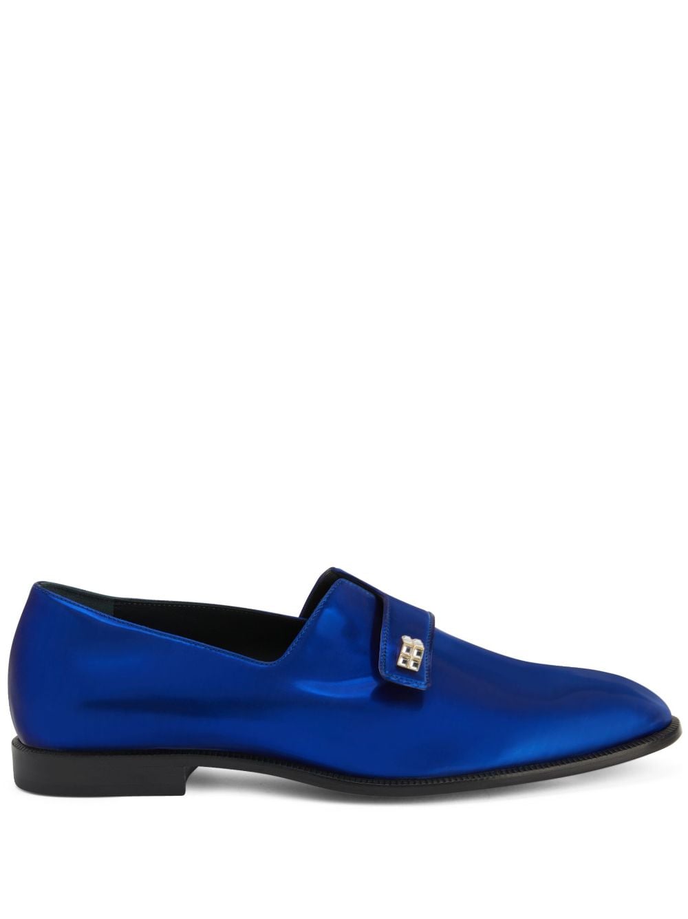 Shop Giuseppe Zanotti Marty Metallic-effect Loafers In Blue