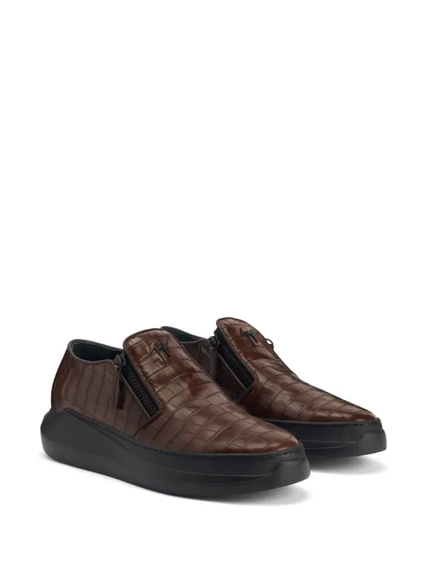 Giuseppe Zanotti crocodile effect Leather slip on Sneakers Farfetch