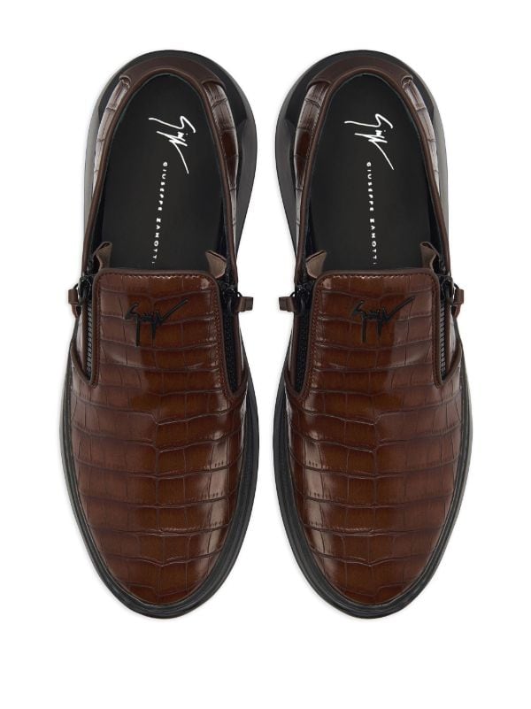 Giuseppe Zanotti crocodile effect Leather slip on Sneakers Brown FARFETCH CA