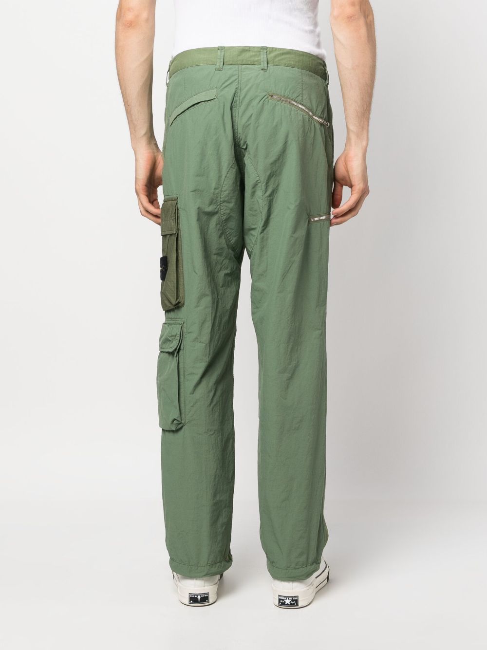 Shop Stone Island Panelled Straight-leg Cargo Trousers In Green