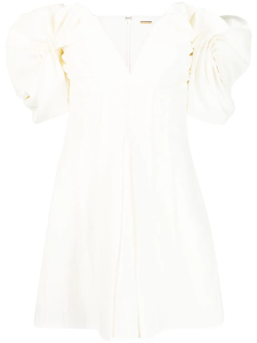 Cult Gaia Asal Ruffled Off-shoulder Mini Silk Dress In Neutrals