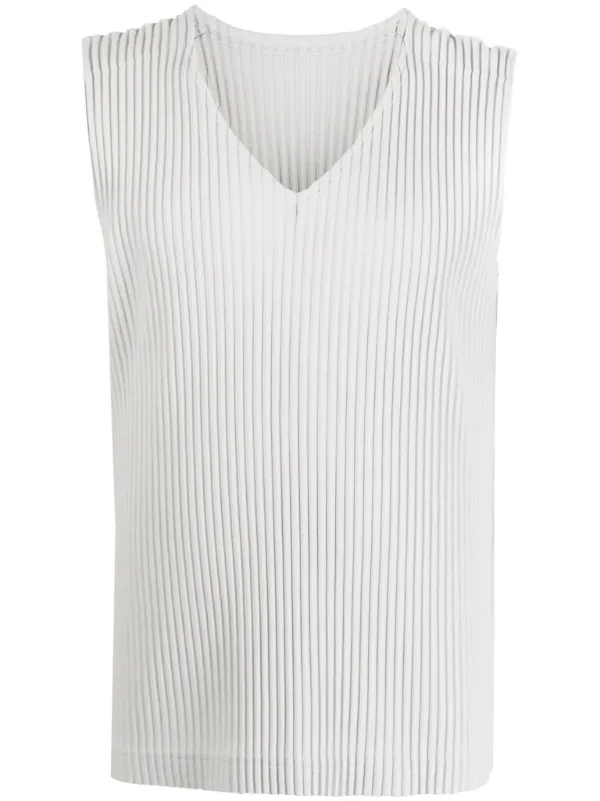 Homme Plissé Issey Miyake Plissé V-neck Tank Top | Grey