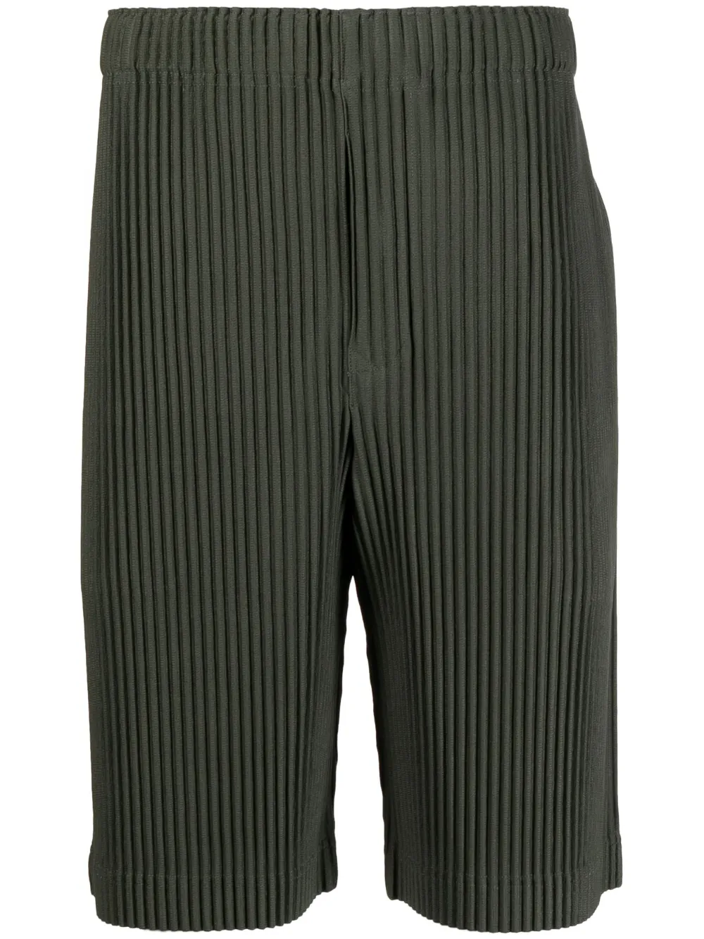 Issey Miyake Plissé Straight-leg Shorts In Green