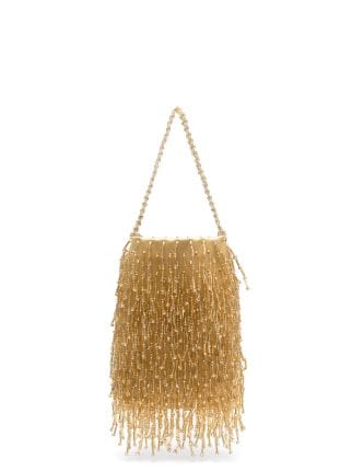 Zara - Beaded Fringe Shoulder Bag - Gold - Women