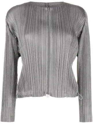 Pleats Please Issey Miyake Flick Plissé zip-up Cardigan - Farfetch