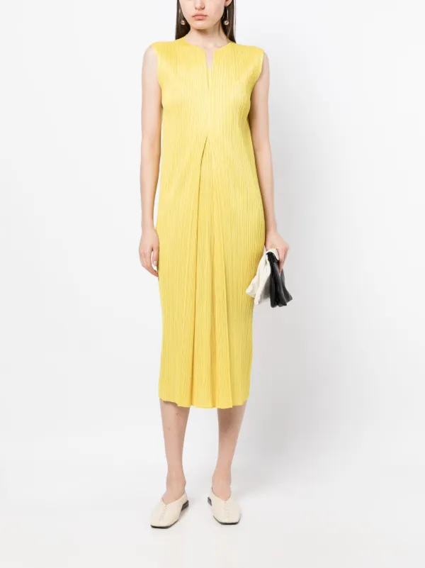 Pleats Please Issey Miyake Monthly Colors April Dress in Pale Green