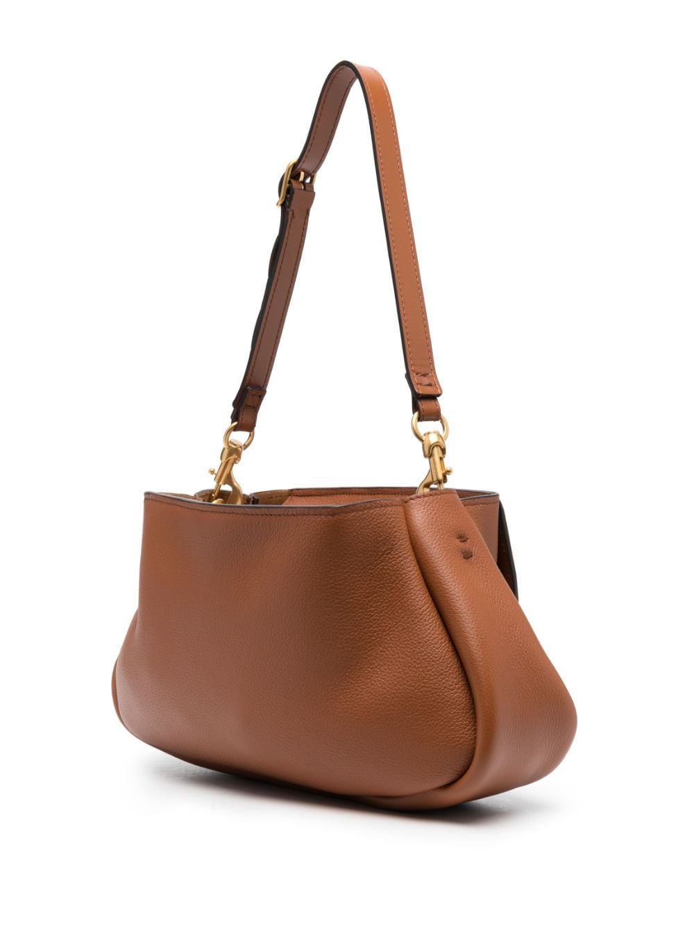 Shop Chloé Marcie Leather Shoulder Bag In Brown