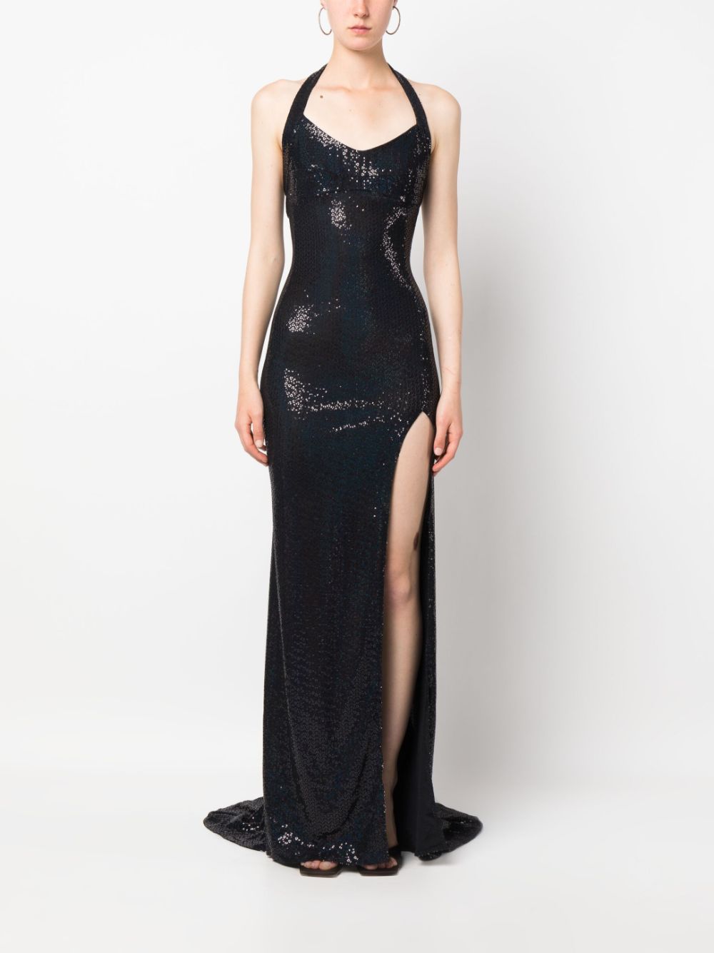 Atu Body Couture sequinned halterneck gown - Zwart