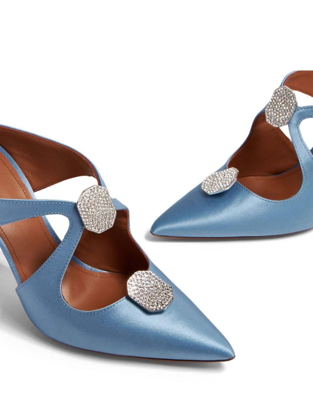Shop Malone Souliers Tina 90mm Satin Mules In Blue