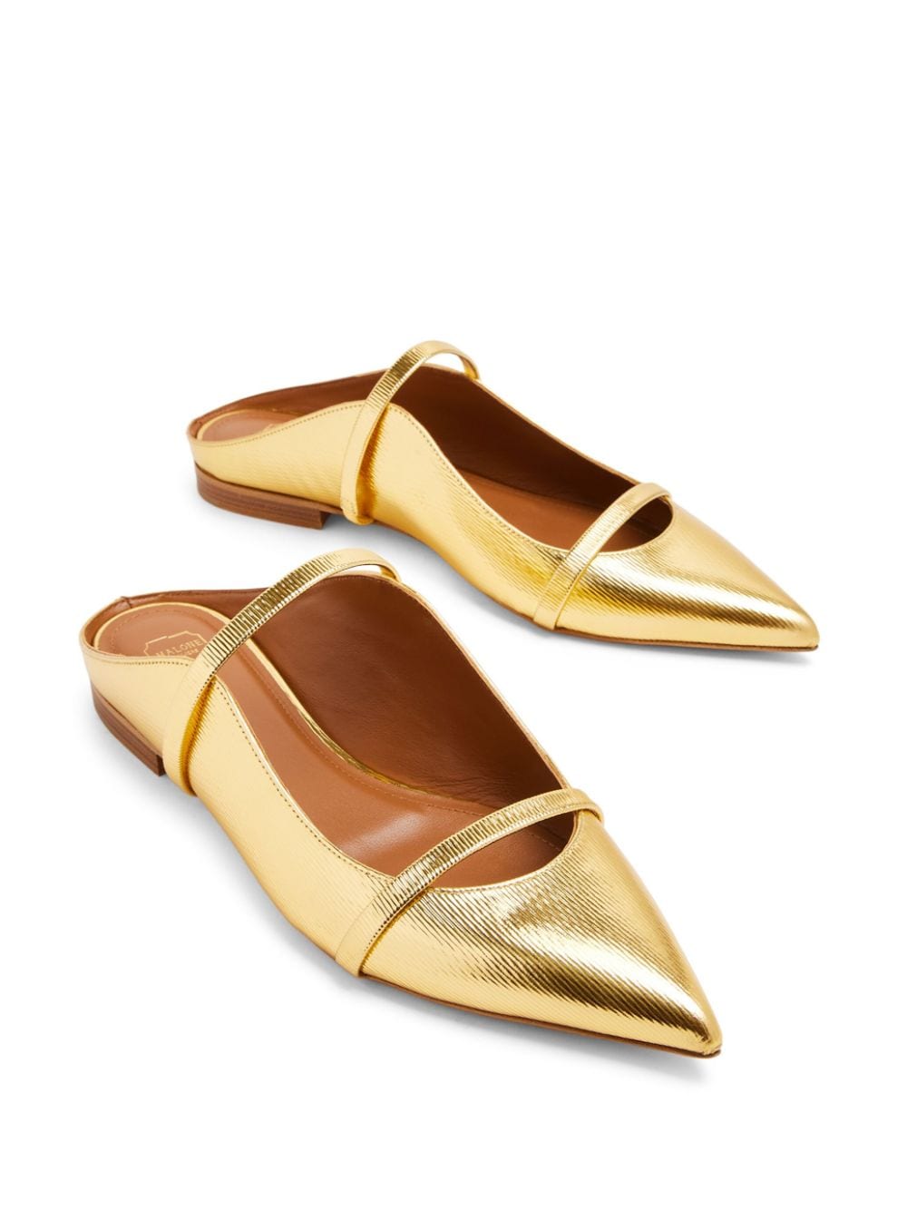 Shop Malone Souliers Maureen Metallic Leather Mules In Gold