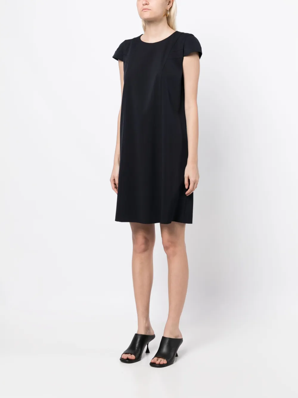 Shop Paule Ka Short-sleeve Zip-fastening Dress In Blue