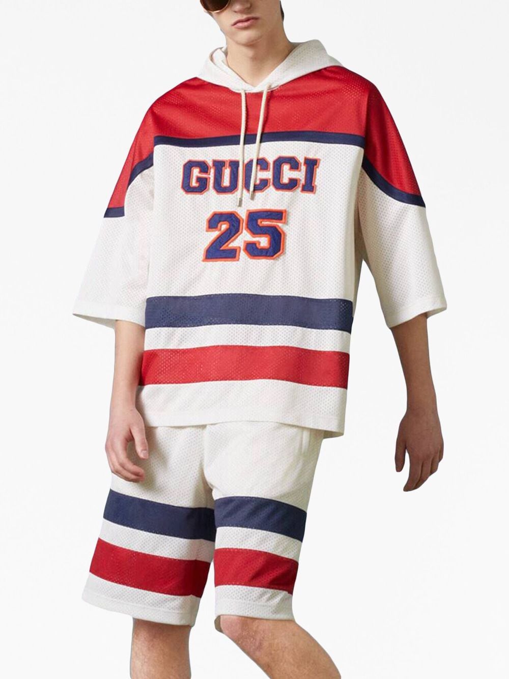 Shop Gucci Signature Gg Mesh Bermuda Shorts In White