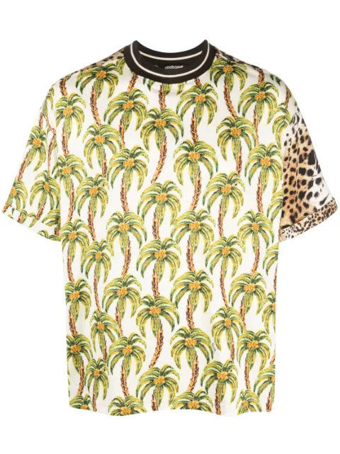 Roberto Cavalli leopard-print panel T-shirt