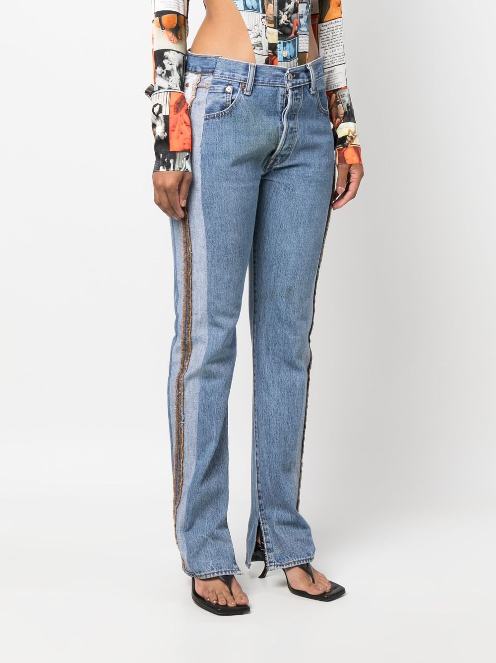 Shop Sami Miro Vintage Exposed-seams Slim-fit Jeans In Blue