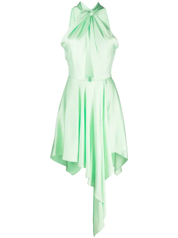 Stella McCartney - Halterneck Asymmetric Midi Dress, Woman, Fluoro Mint, Size: 42