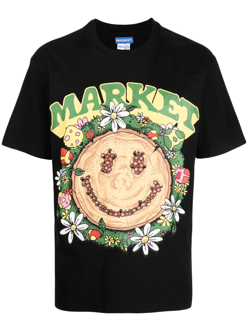 MARKET SMILEY FACE-PRINT COTTON T-SHIRT