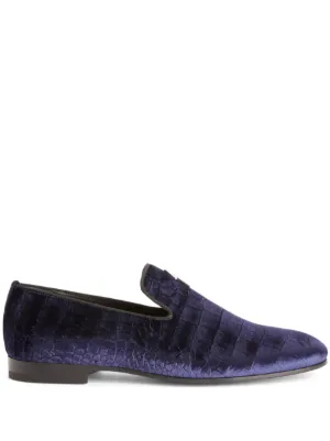 Giuseppe Zanotti Imrham logo-plaque Suede Loafers | Blue  display picture 1