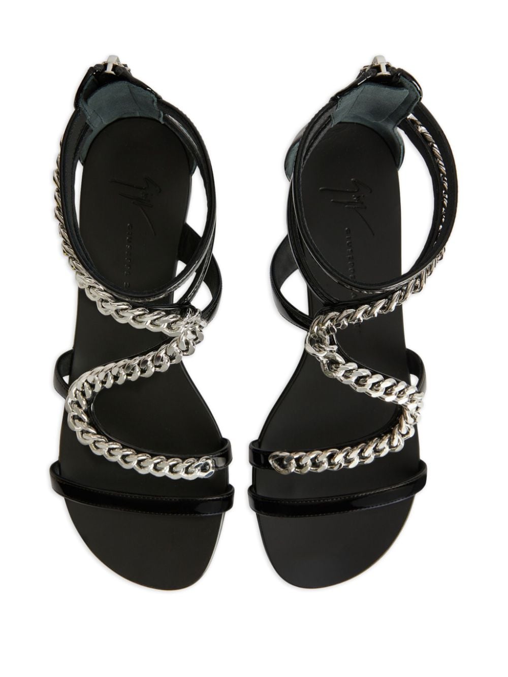 Shop Giuseppe Zanotti Samantha Chain-detail Flat Sandals In Black