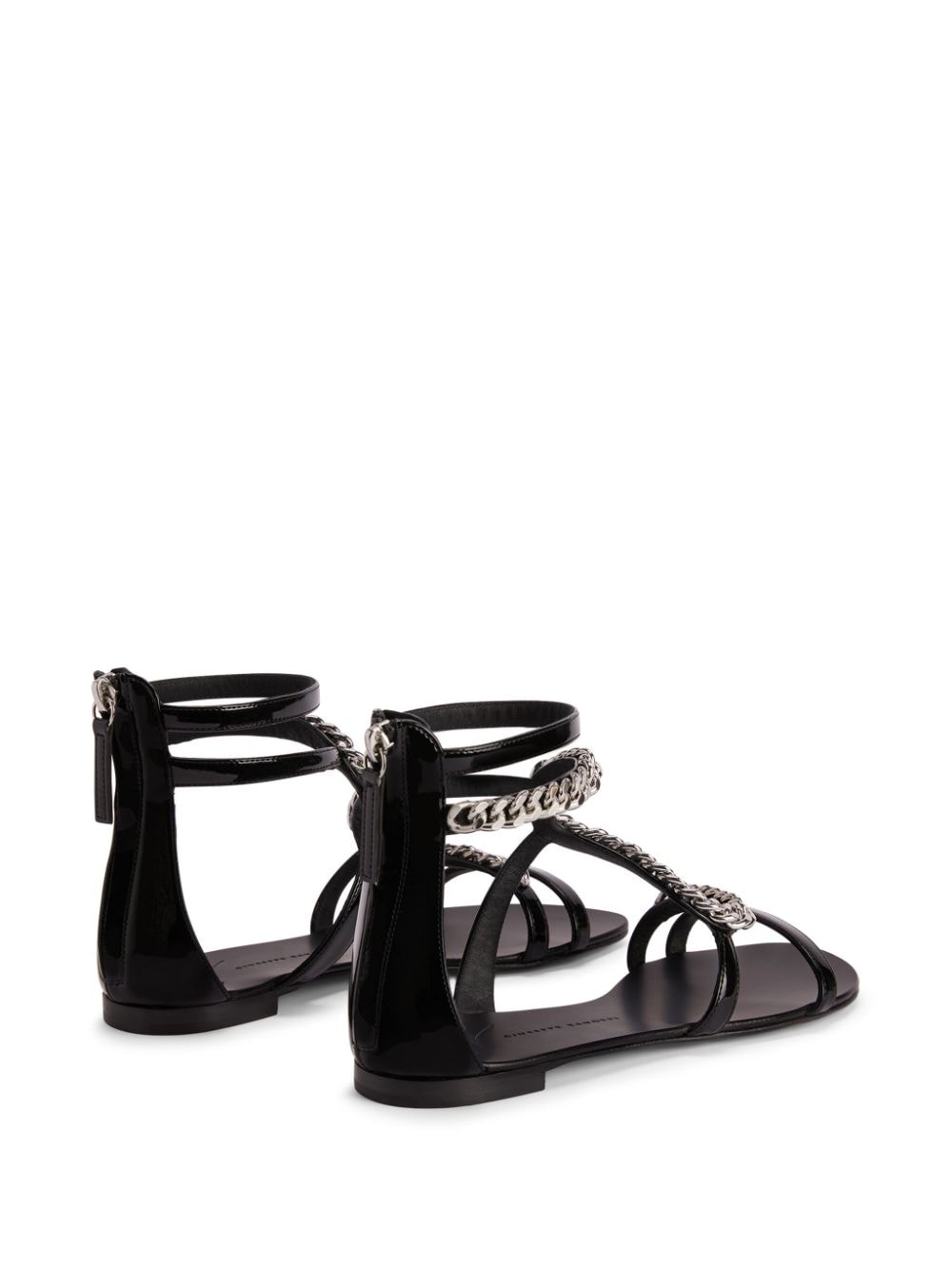 Shop Giuseppe Zanotti Samantha Chain-detail Flat Sandals In Black