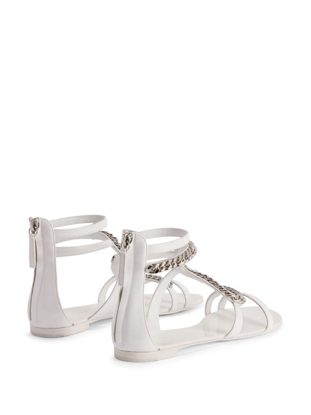 Shop Giuseppe Zanotti Samantha Chain-link Leather Sandals In White