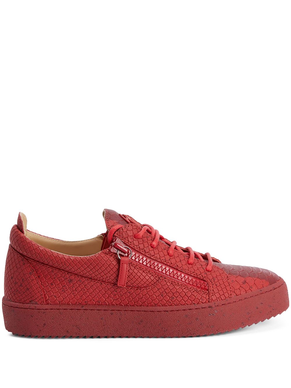 Frankie snakeskin-effect low-top leather sneakers