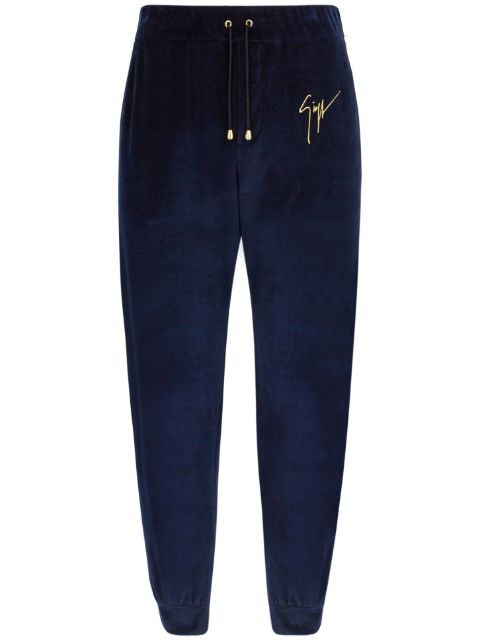 Giuseppe Zanotti logo-embroidered velvet track pants