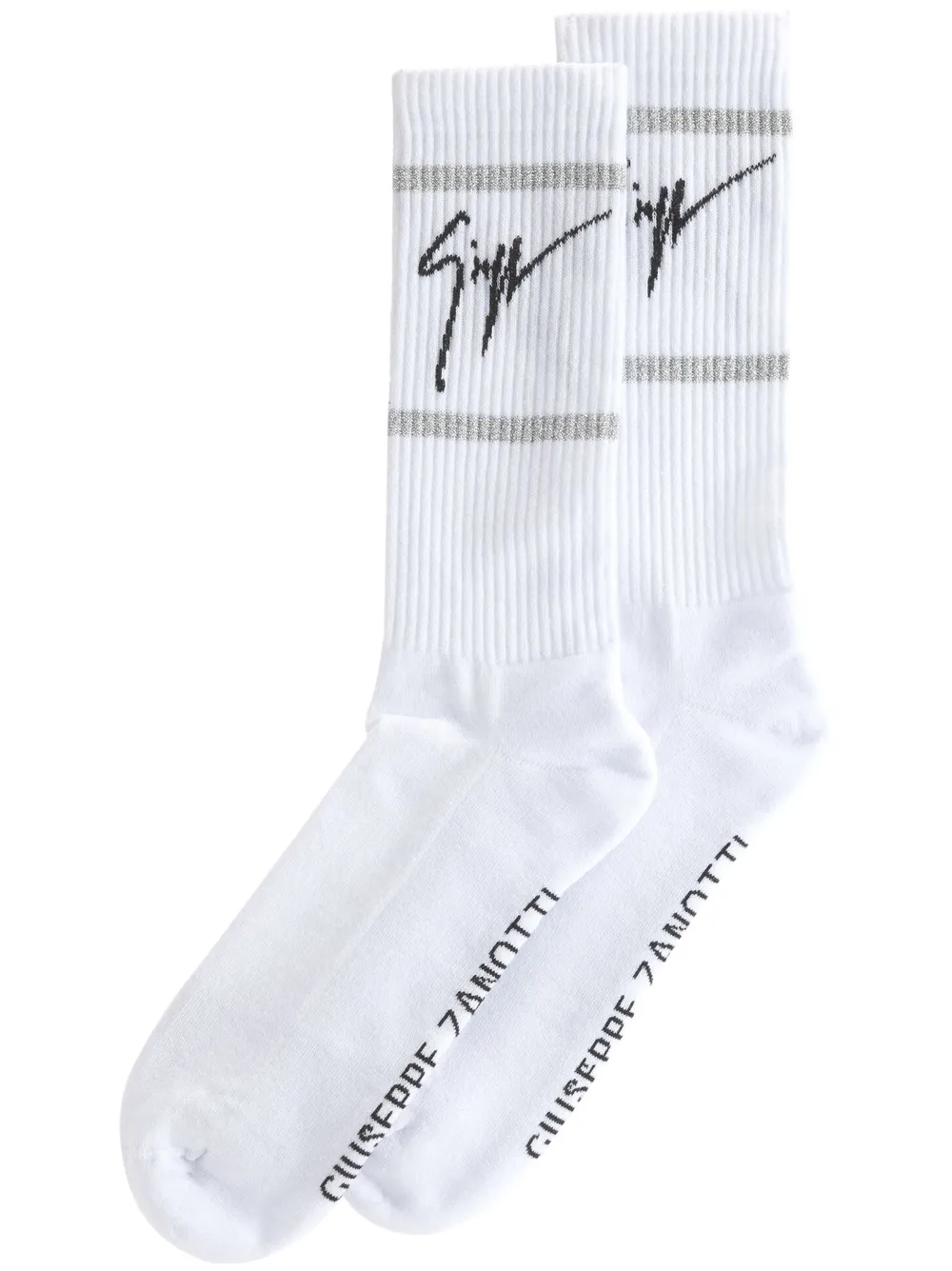 Giuseppe Zanotti Logo-jacquard Rib-knit Socks In White