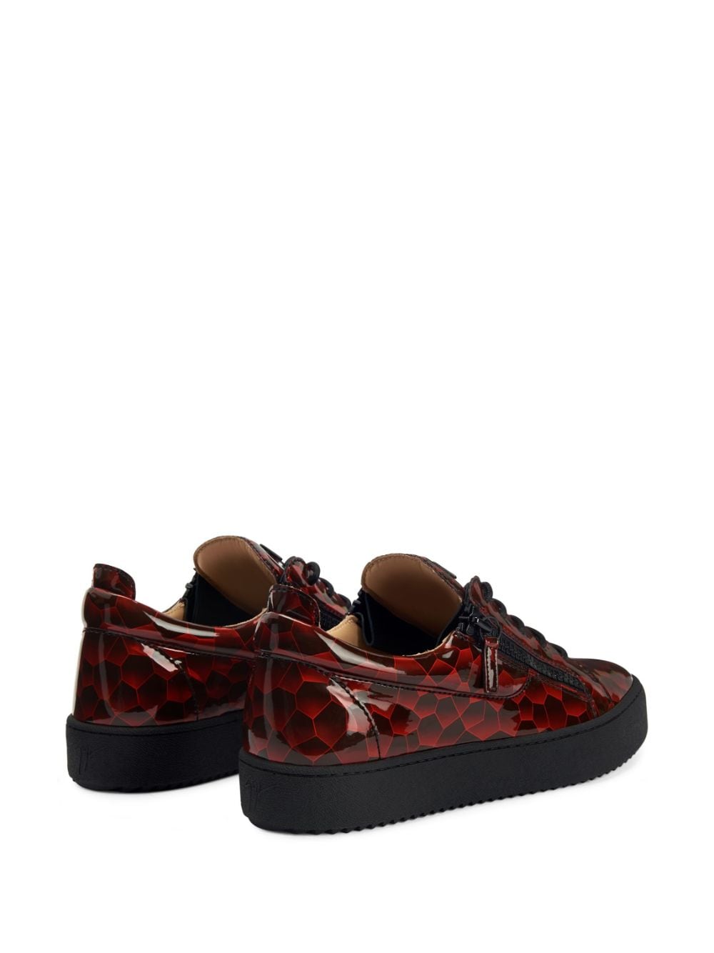 Shop Giuseppe Zanotti Frankie Geometric-pattern Glazed Sneakers In Red