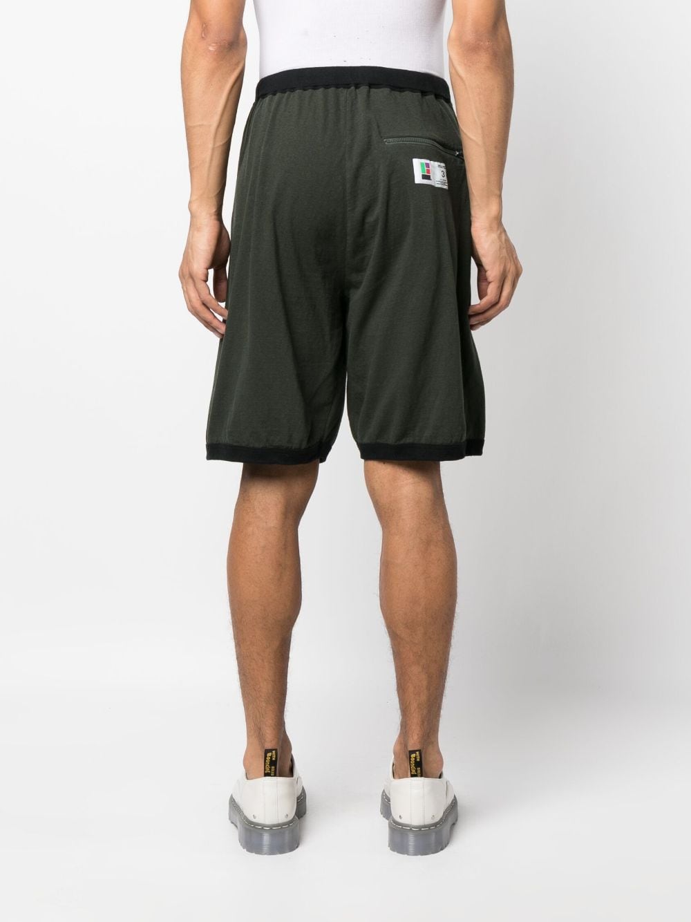 Shop Undercover Elasticated-waist Cotton Track Shorts In Green