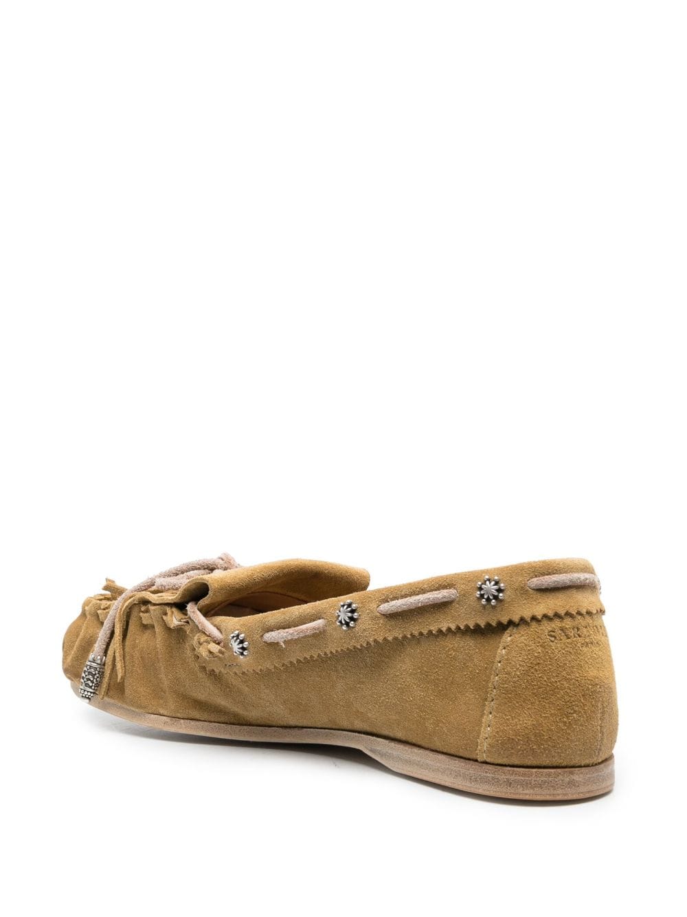 Shop Sartore Star Stud-detail Suede Loafers In Brown