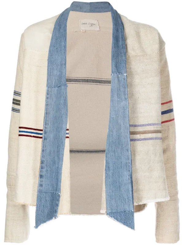 Greg Lauren stripe-print Panelled Jacket | Neutrals | FARFETCH HK