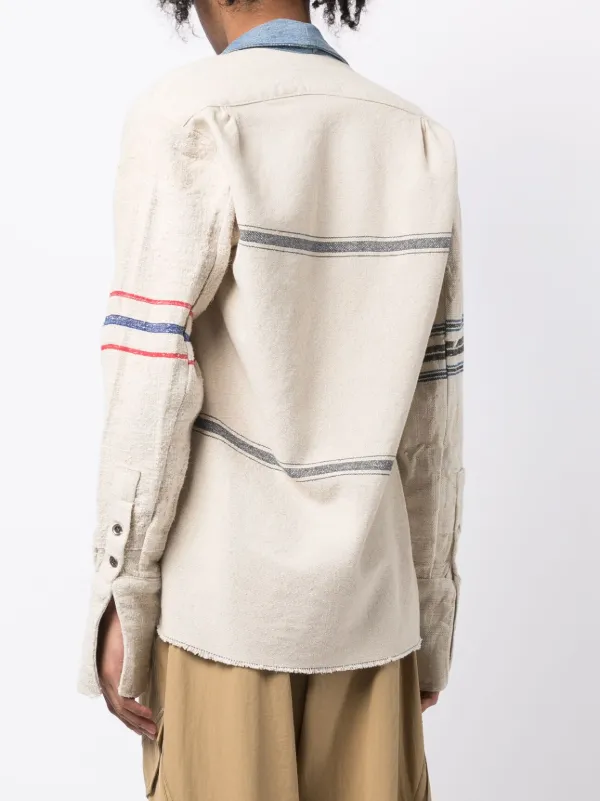 k*e様 greg lauren Greg Lauren stripe-print Panelled Jacket | Neutrals | FARFETCH HK