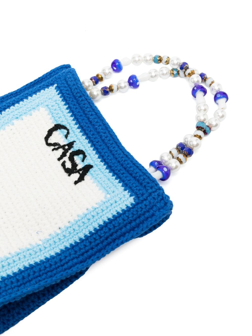 Shop Casablanca Tennis Club Crochet-knit Tote Bag In Blue