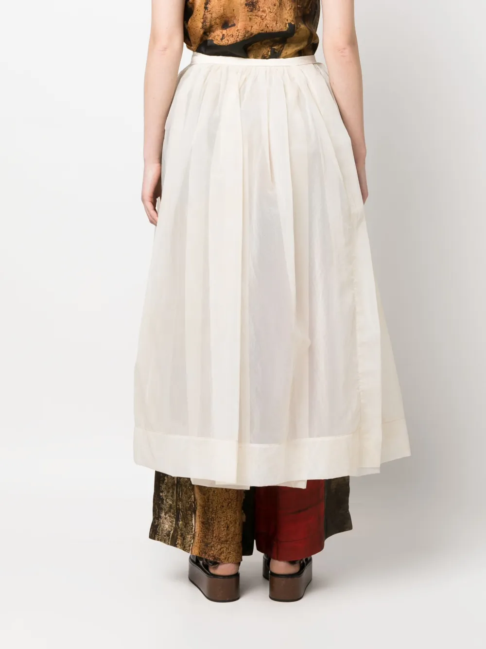 Uma Wang Semi-sheer Full Midi Skirt In Neutrals