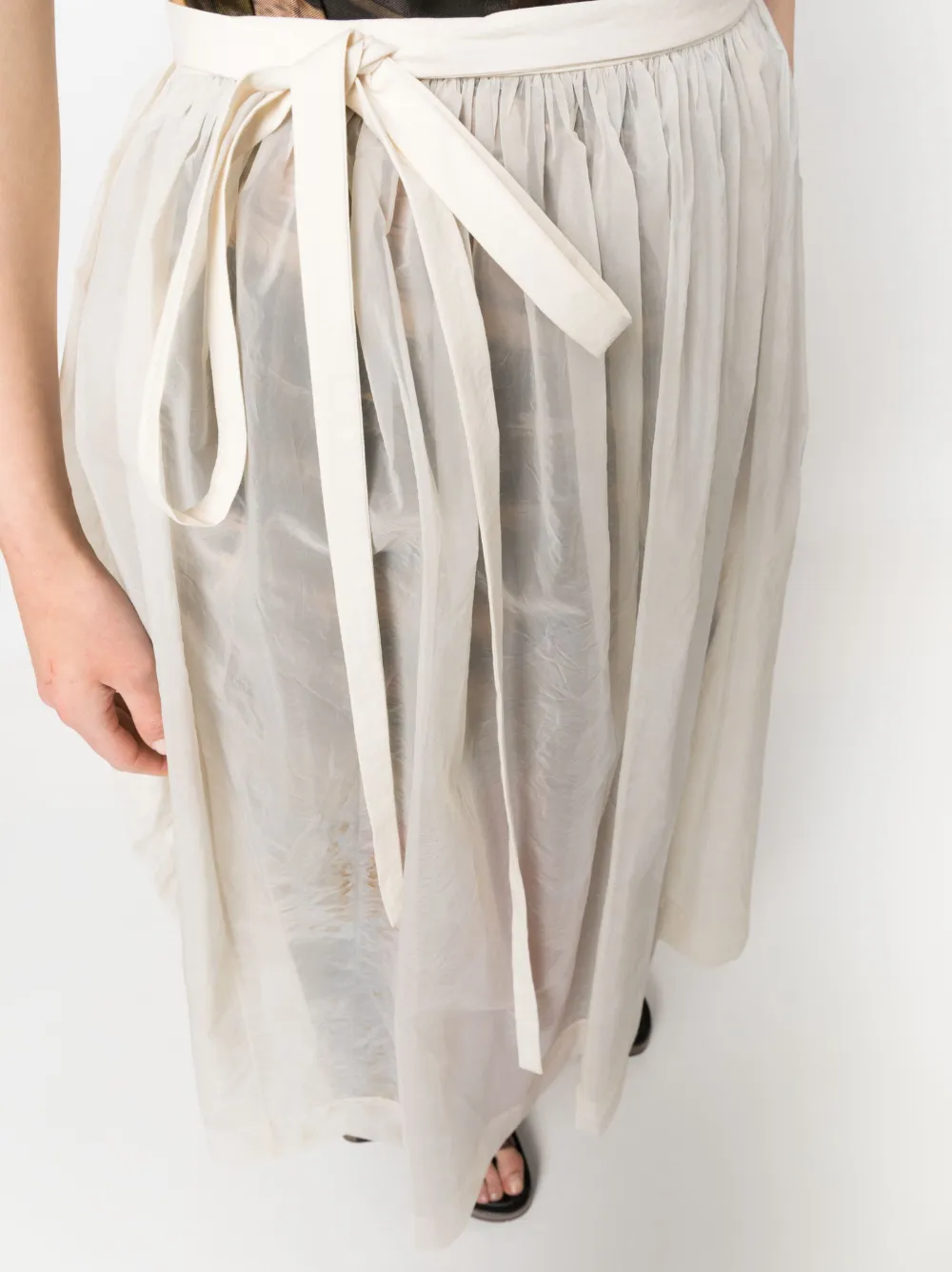 Uma Wang Semi-sheer Full Midi Skirt In Neutrals