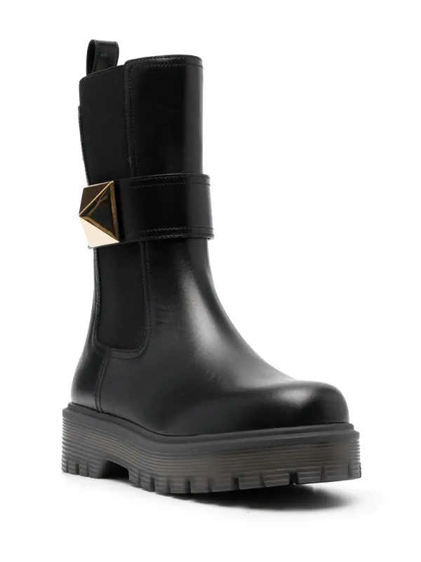 ヴァレンティノ　ブーツ Valentino Garavani スタッズ レザーブーツ | ブラック | FARFETCH JP