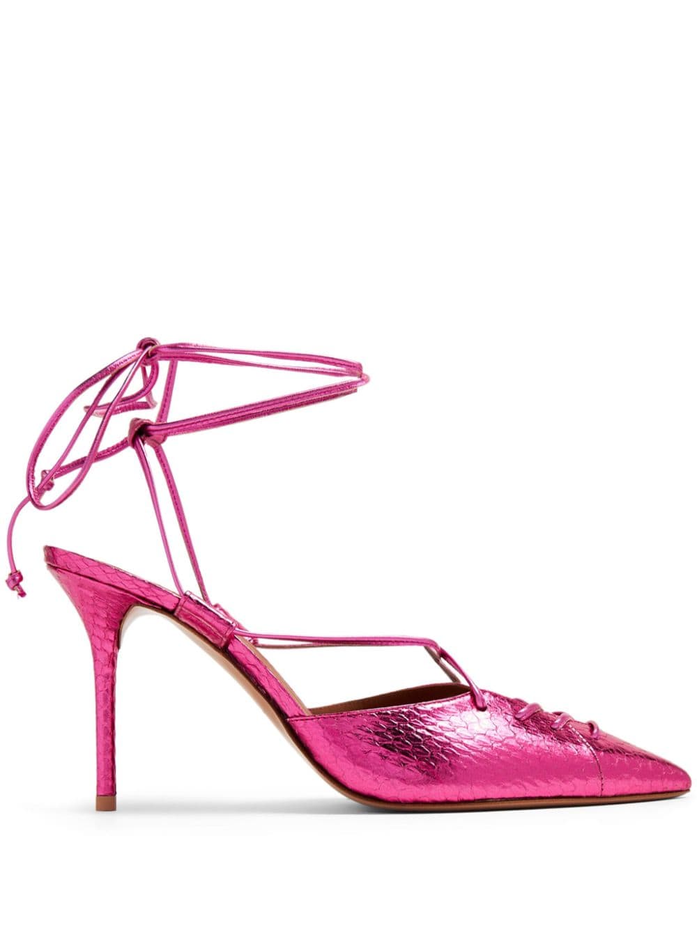 Malone Souliers Marianna 85mm Embossed Lizard-skin Pumps In Pink