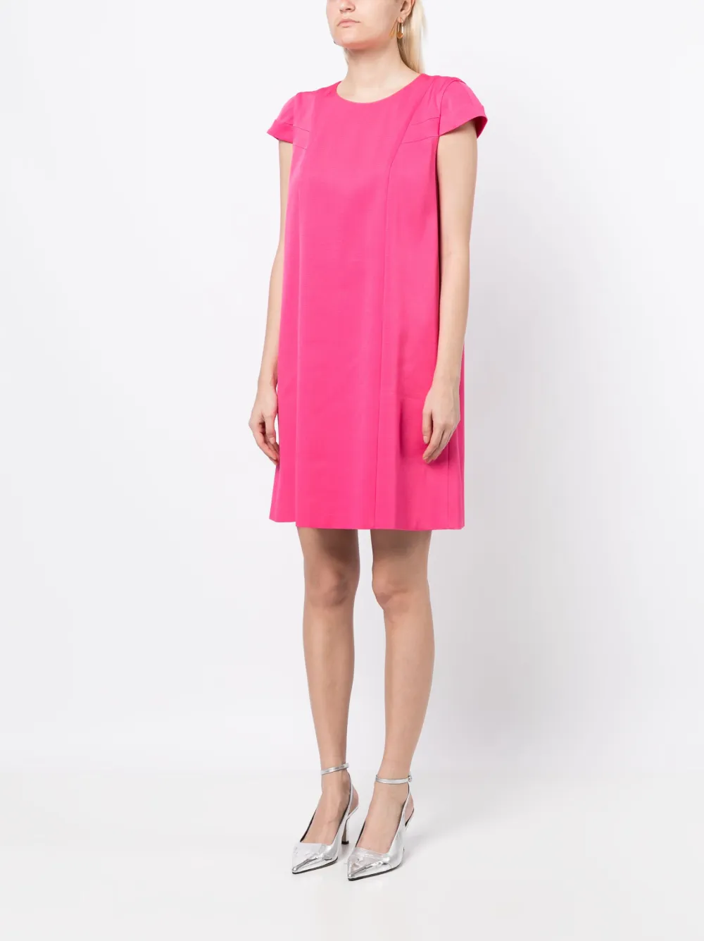 Shop Paule Ka Short-sleeve Zip-fastening Dress In Pink