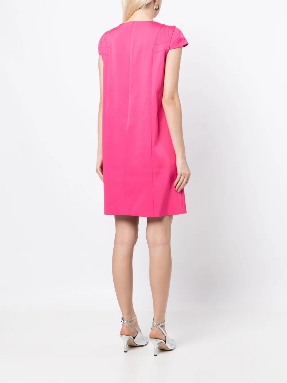 Shop Paule Ka Short-sleeve Zip-fastening Dress In Pink