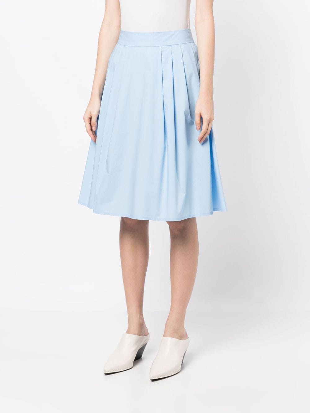 Shop Paule Ka Poplin-textured A-line Skirt In Blue