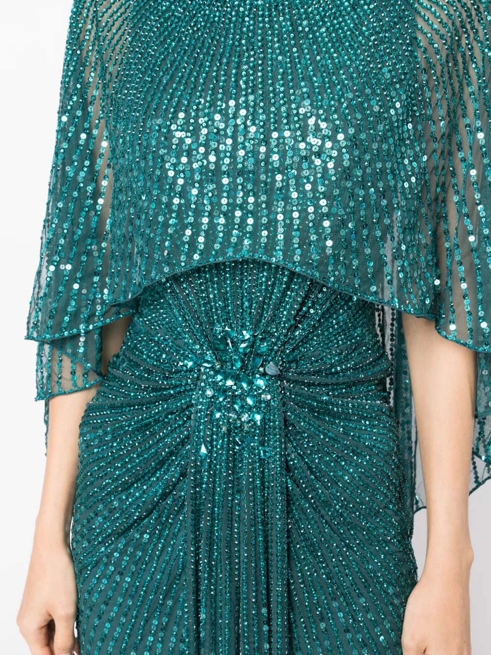 Jenny Packham Mae Sequin Gathered Gown Farfetch