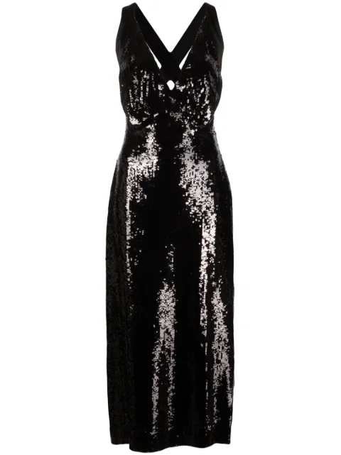 KHAITE vestido midi bordado con lentejuelas