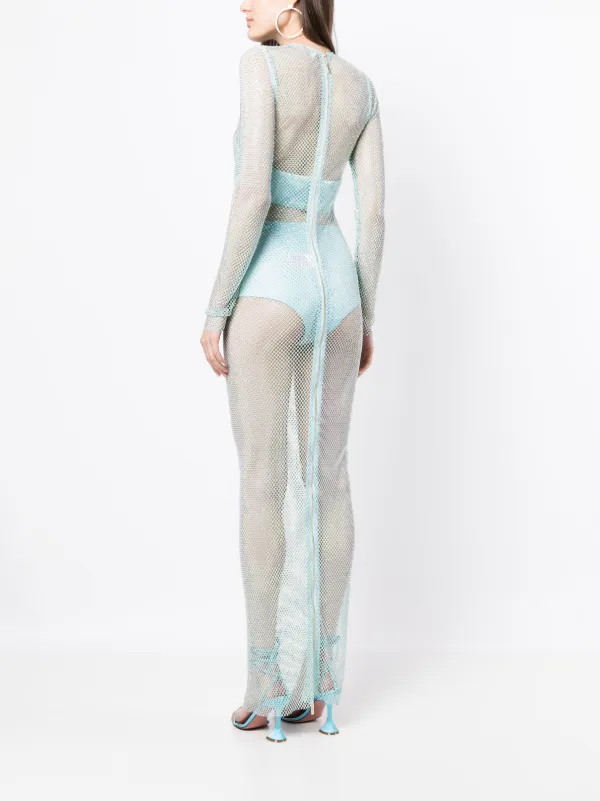 Bronx And Banco Webb crystal-embellished Mesh Dress | Blue | FARFETCH
