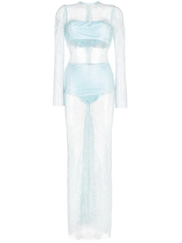 Bronx and Banco Webb Crystal-embellished Mesh Dress - Blue