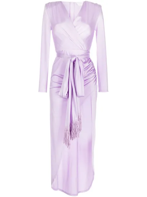 Bronx and Banco wrap-around metallic-effect dress