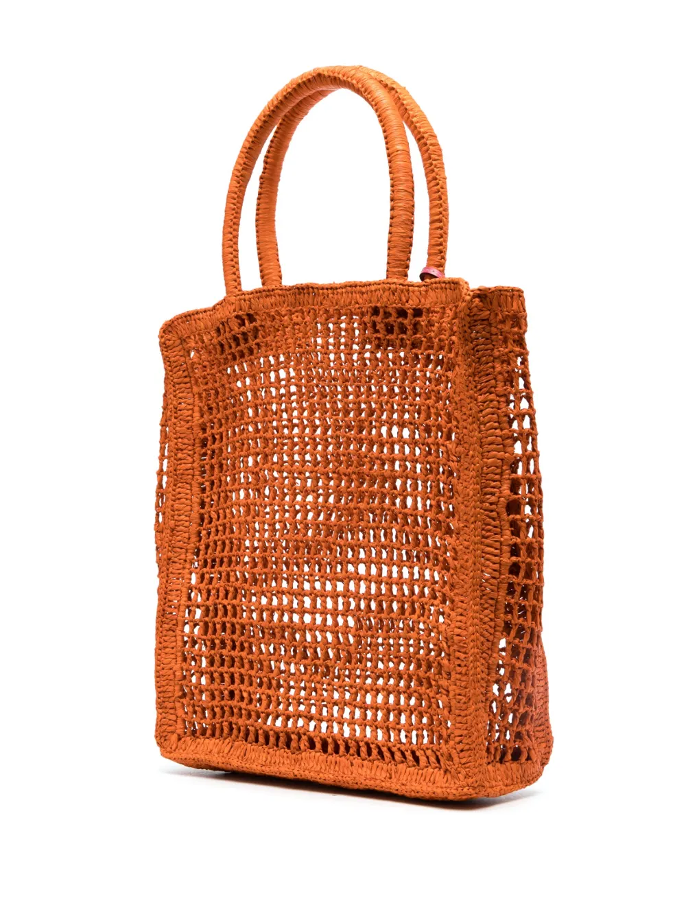 Shop Manebi Logo-tag Raffia Tote Bag In Orange